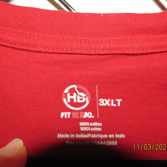 Men's HB by DXL 3XLT Red V-Neck Short Sleeve T-Shirt - Picture 2 of 4